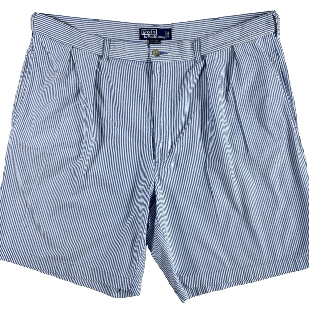 Polo Ralph Lauren Seersucker Tyler Shorts Mens 40 Blue White Stripes Preppy 8"